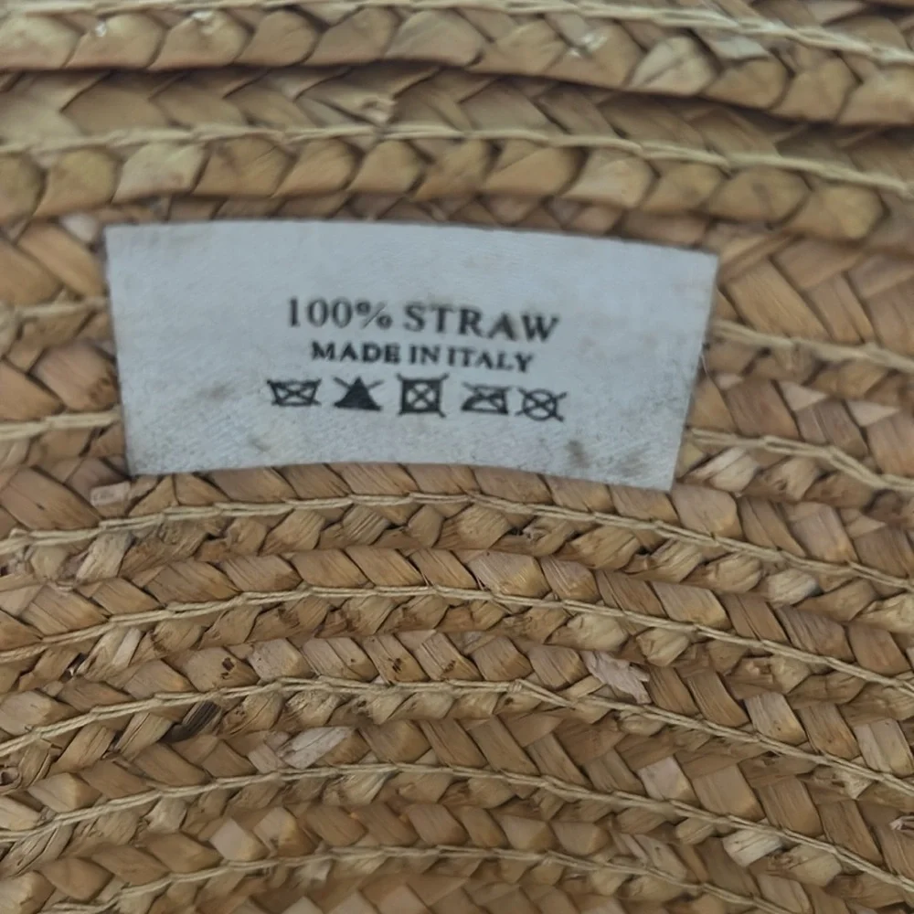Made in Italy - 100% Straw Stylish Tan Hat with Multicolor Band - Picture 5 of 5
